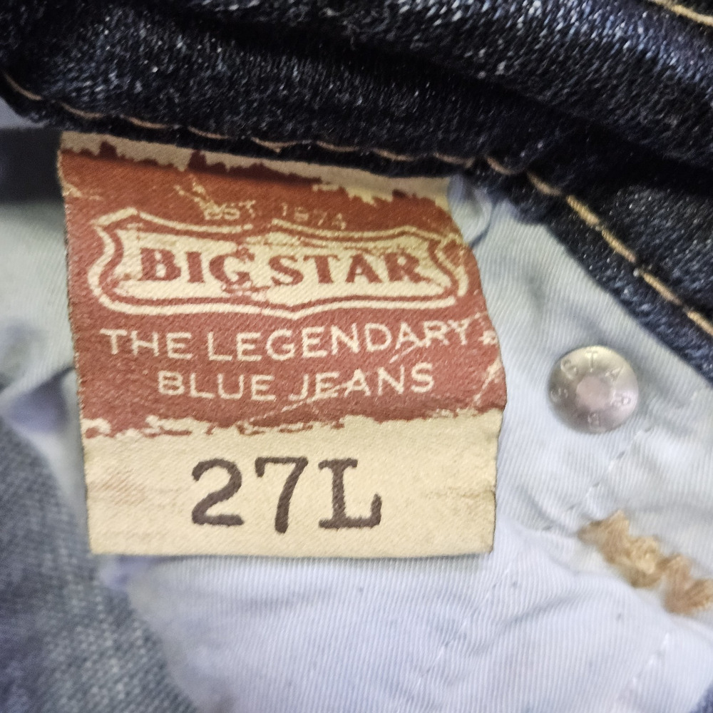 BIG STAR Liv Jean 27L Tall Bling Thick Stitch Western Blue Denim Cowgirl 31x34 - Picture 13 of 16